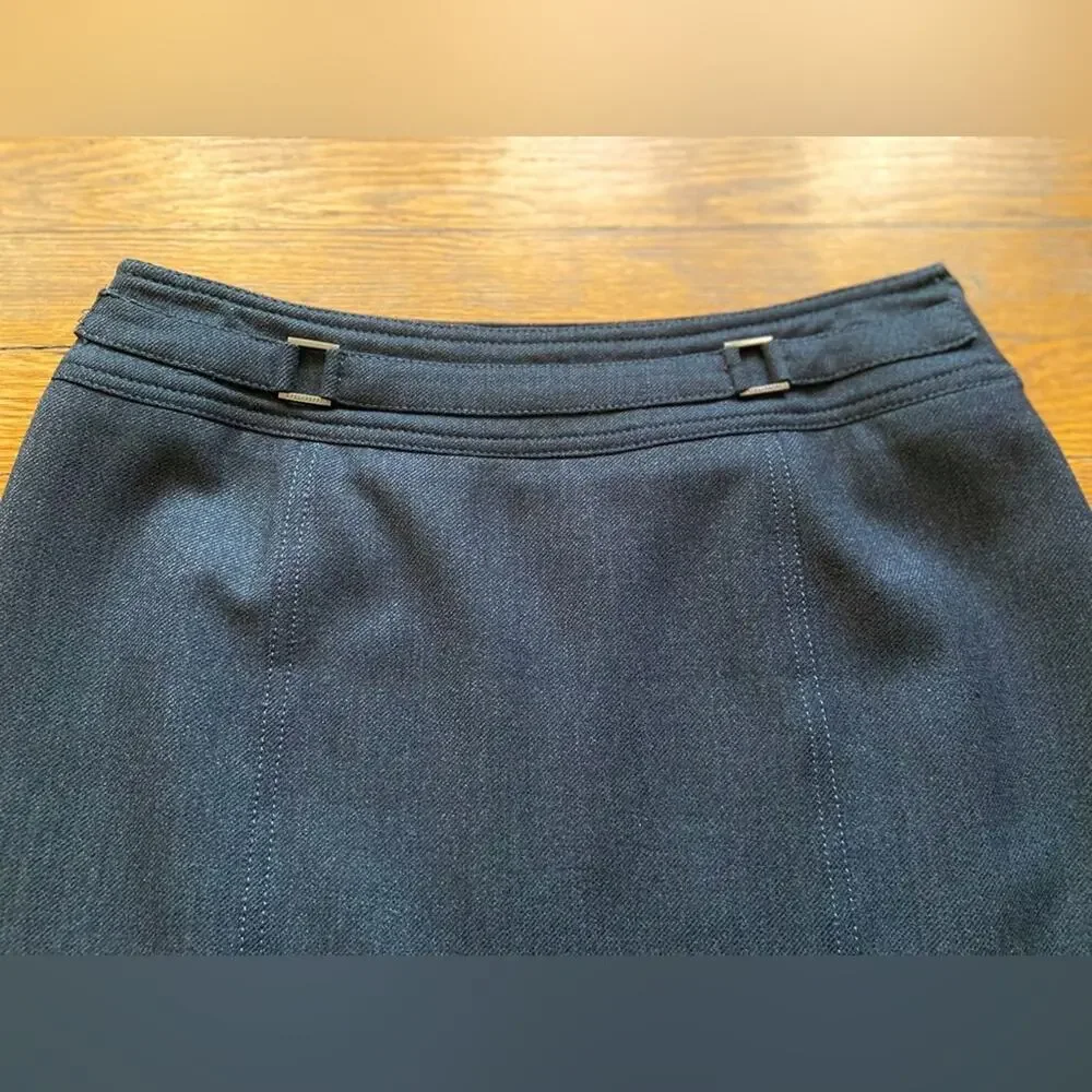 APOSTROPHE Grey Wool Lined Stretch Pencil Skirt sz 36 (Actual sz 28)